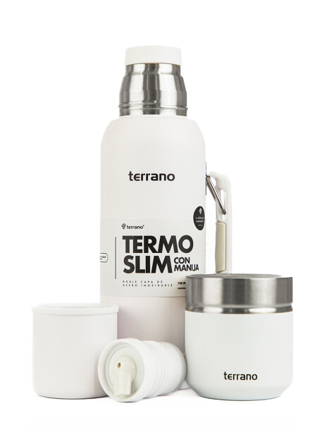 Kit Termo 750ML Con Base De Silicona + Mate Folkie Blanco
