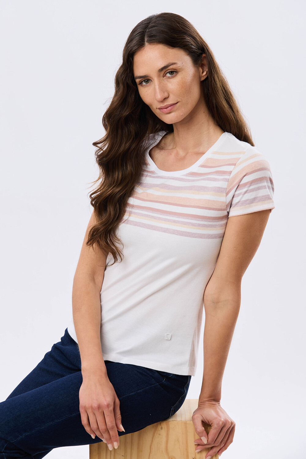 REMERA RAYADA DE ALGODÓN Blanco