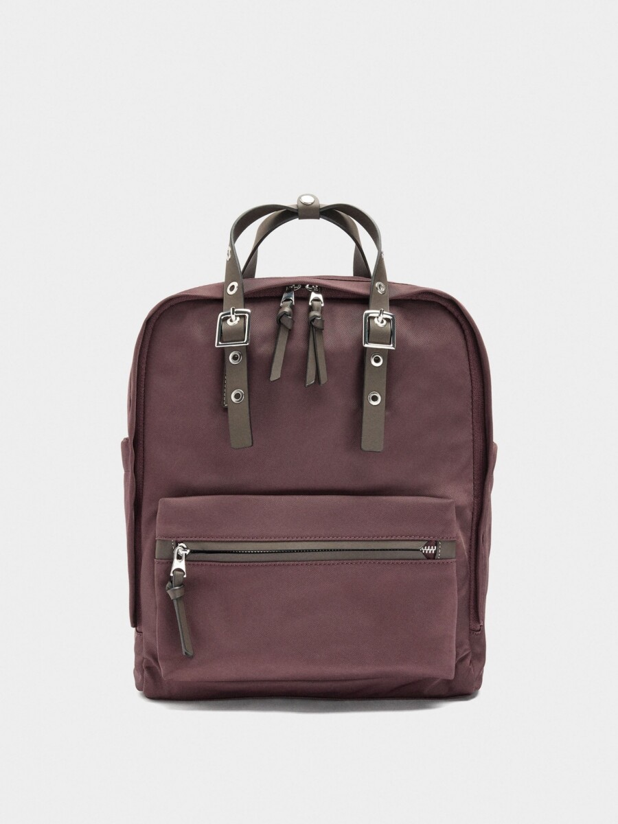 Mochila Para Portátil Hasta 14" De Nylon burdeos