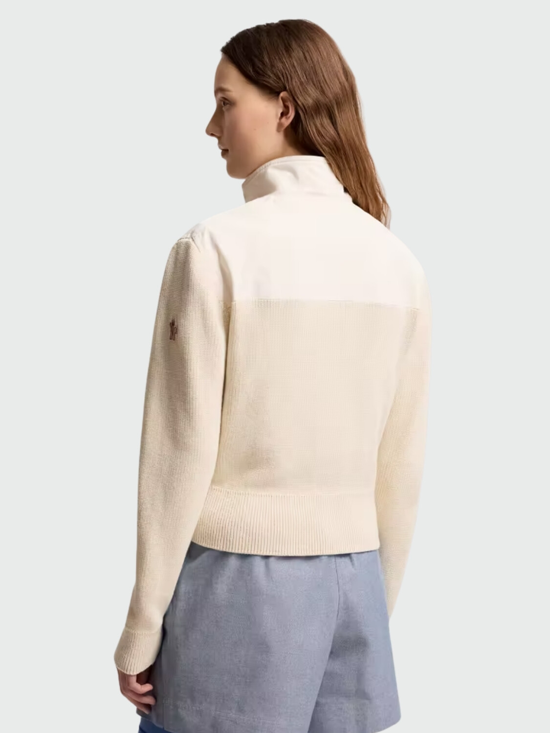 MONCLER - Cárdigan acolchado de algodón con cierre Gris