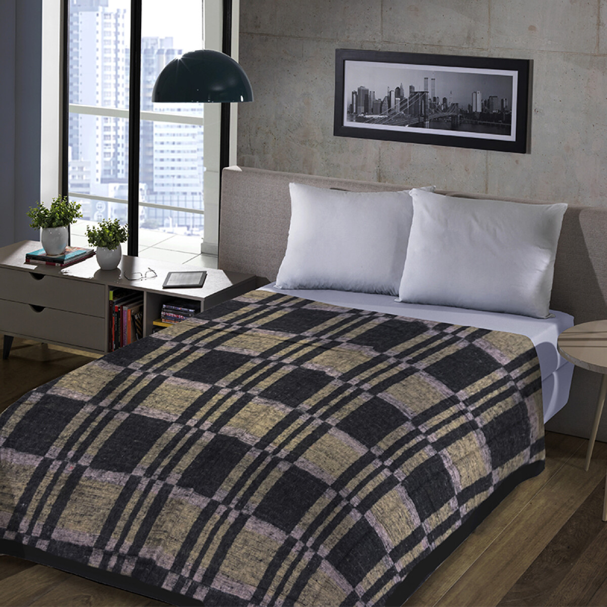 Frazada 2 Plaza Bukara Mora 200 x 210 cm - BEIGE/GRIS 