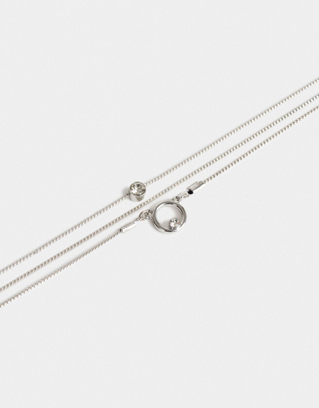 Collares Cortos Con strass Collar Corto Multicadena Strass - Plateado