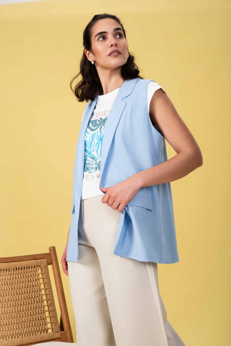 Chaleco de Lino eterna - Celeste 