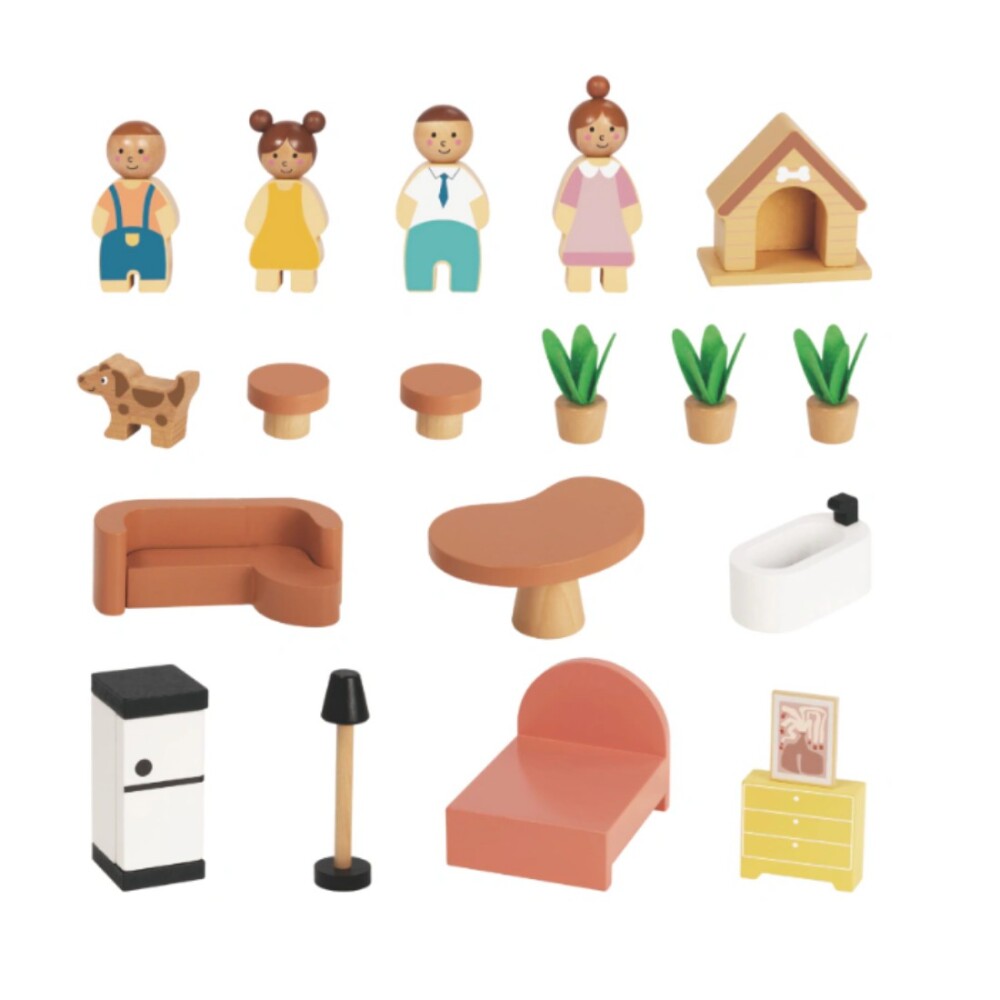 Casa de muñecas de madera completa TOOKY TOYS Casa de muñecas de madera completa TOOKY TOYS