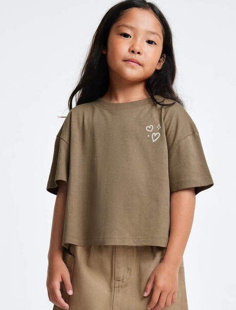 CAMISETA CON ESTAMPADO EN LA PARTE DELANTERA Y TRASERA MARRÓN
