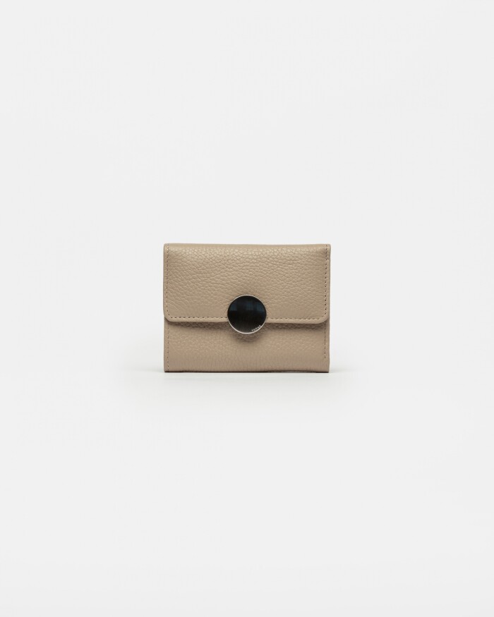 Billetera The Circle En Cuero Graneado Taupe
