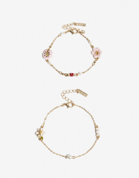 Pulseras Flexibles Sets Con Dijes Set De Pulseras Flexibles - Dorado