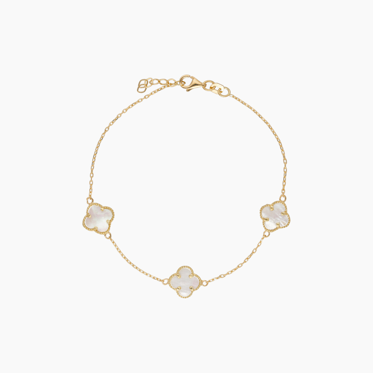 Pulsera En Oro 18k Estilo Van Cleef Con 3 Nácar 