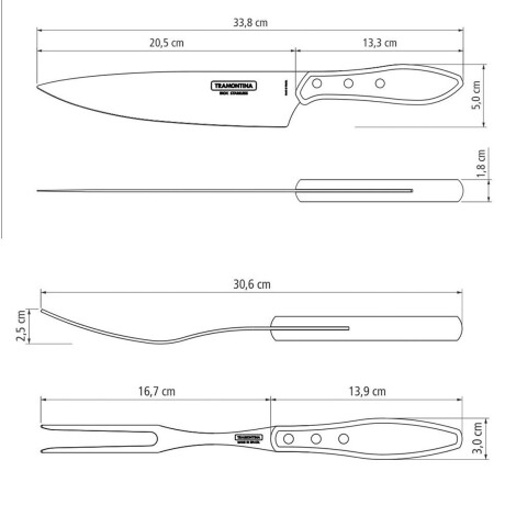 Juego de Cuchilla y Trinchante para Asado Tramontina Marron Juego de Cuchilla y Trinchante para Asado Tramontina Marron