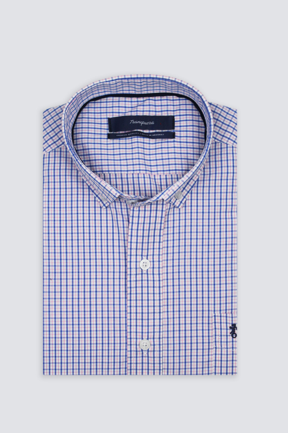 Camisa de Hombre Premium a Cuadros Cuadros celeste con Rosa