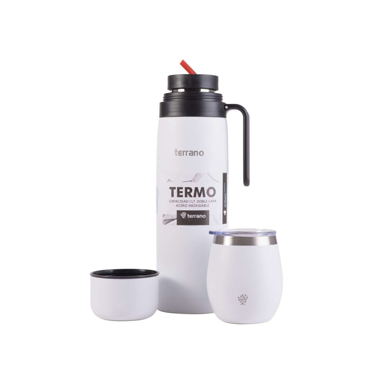 Kit Termo Manija Rigida + Mate Con Tapa - Blanco 