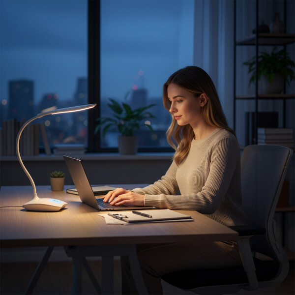 Lampara Led Con Base Mesa Escritorio Tactil Recargable Color Blanco