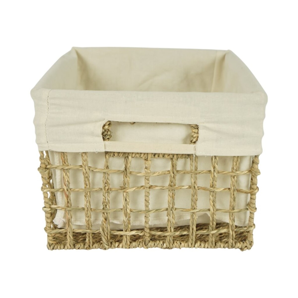 CESTO FORRADO C/TELA SEAGRASS 35x35xH26CM NATURAL 