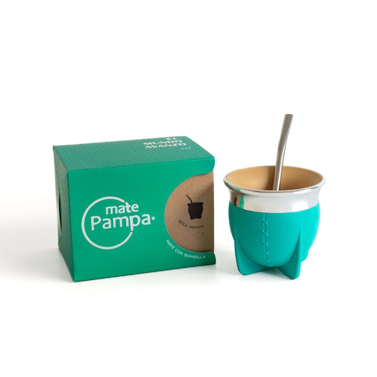MATE PAMPA MATE TRADICIONAL BOCA ABIERTA - TURQUESA 