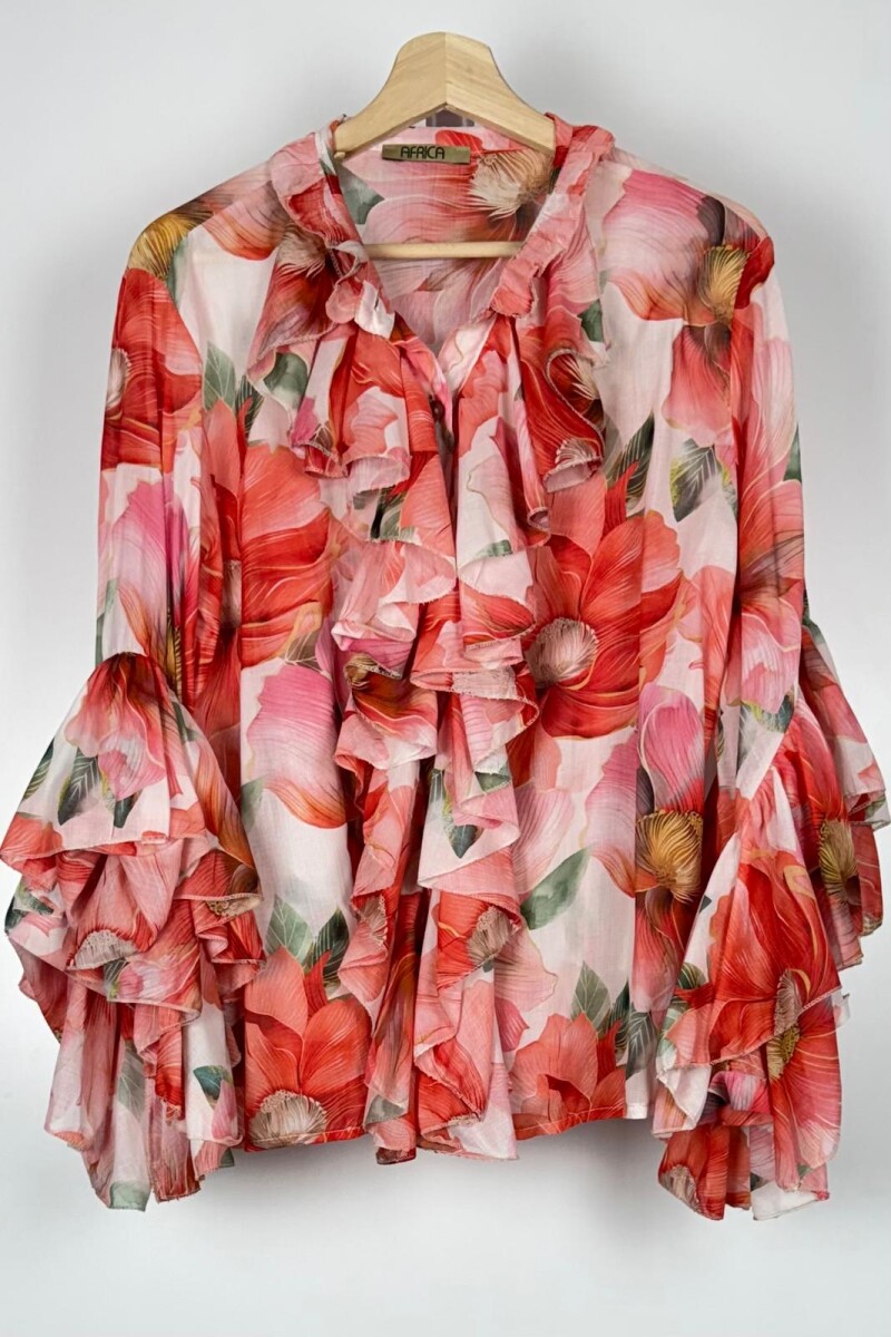 CAMISA ALGODON FLORA - ROJO 