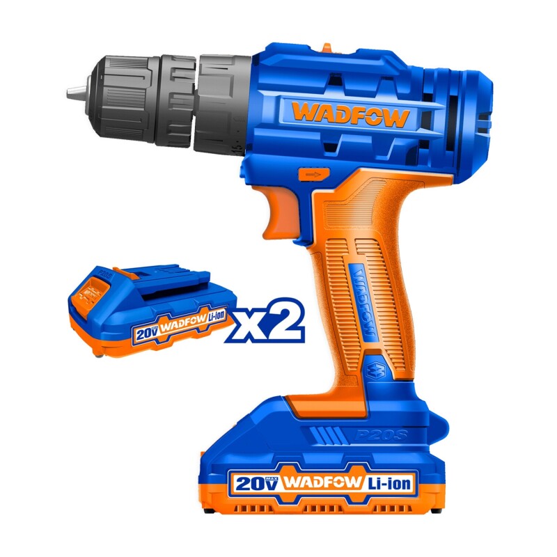 Taladro atornillador Wadfow inalámbrico + 2 baterías 20V 10mm Azul
