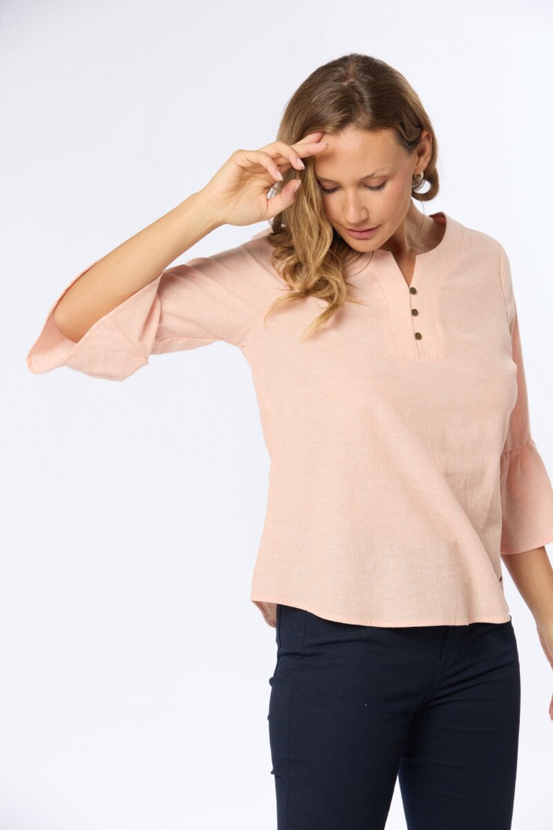 BLUSA DE LINO VOLADOS - Coral 