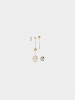 Set De Pendientes Asimétricos Con Perlas bicolor