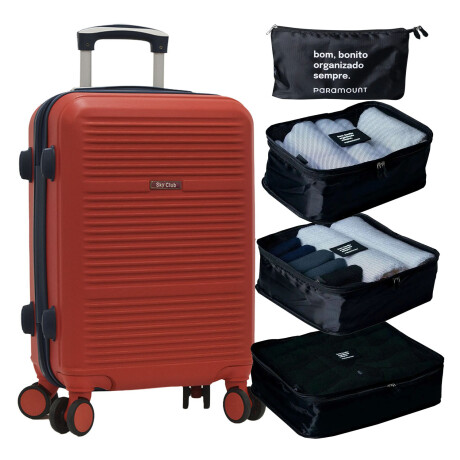 Set Viaje de Valija Rígida Grande + 4 Organizadores Equipaje Rojo