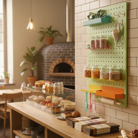 Panel perforado pegboard metálico organizador de pared 60x40 cm – Multiuso para el hogar Verde