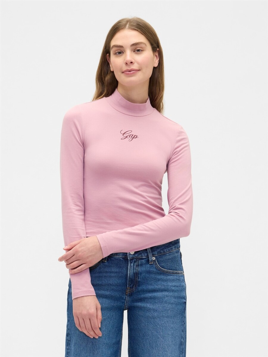 Remera Polera Logo Gap Mujer - Lilas Pink 2 