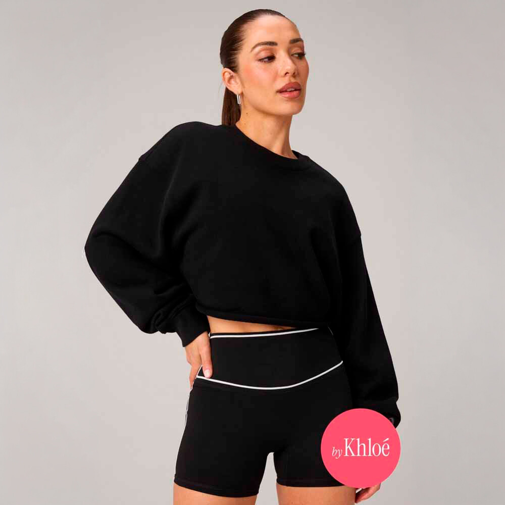 Polera Heavy Terry Cropped Pullover Mujer Black