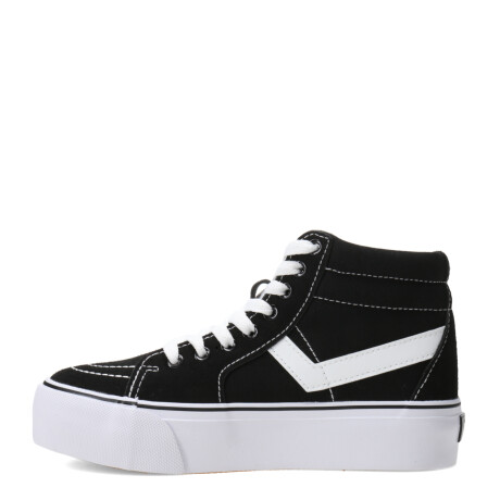 Bota Unisex PONY Plataforma Casual Lona Negro - Blanco