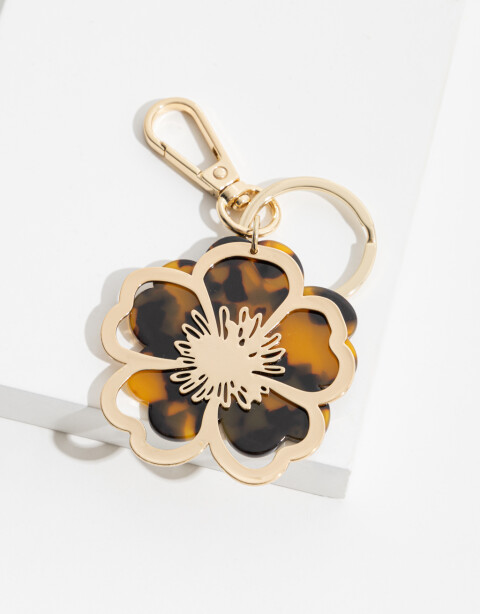 Llavero Metal Llavero Y Bag Charm Flor - Combinacion Bicolor