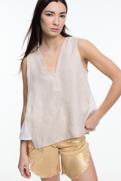 TOP ESCOTE V Beige
