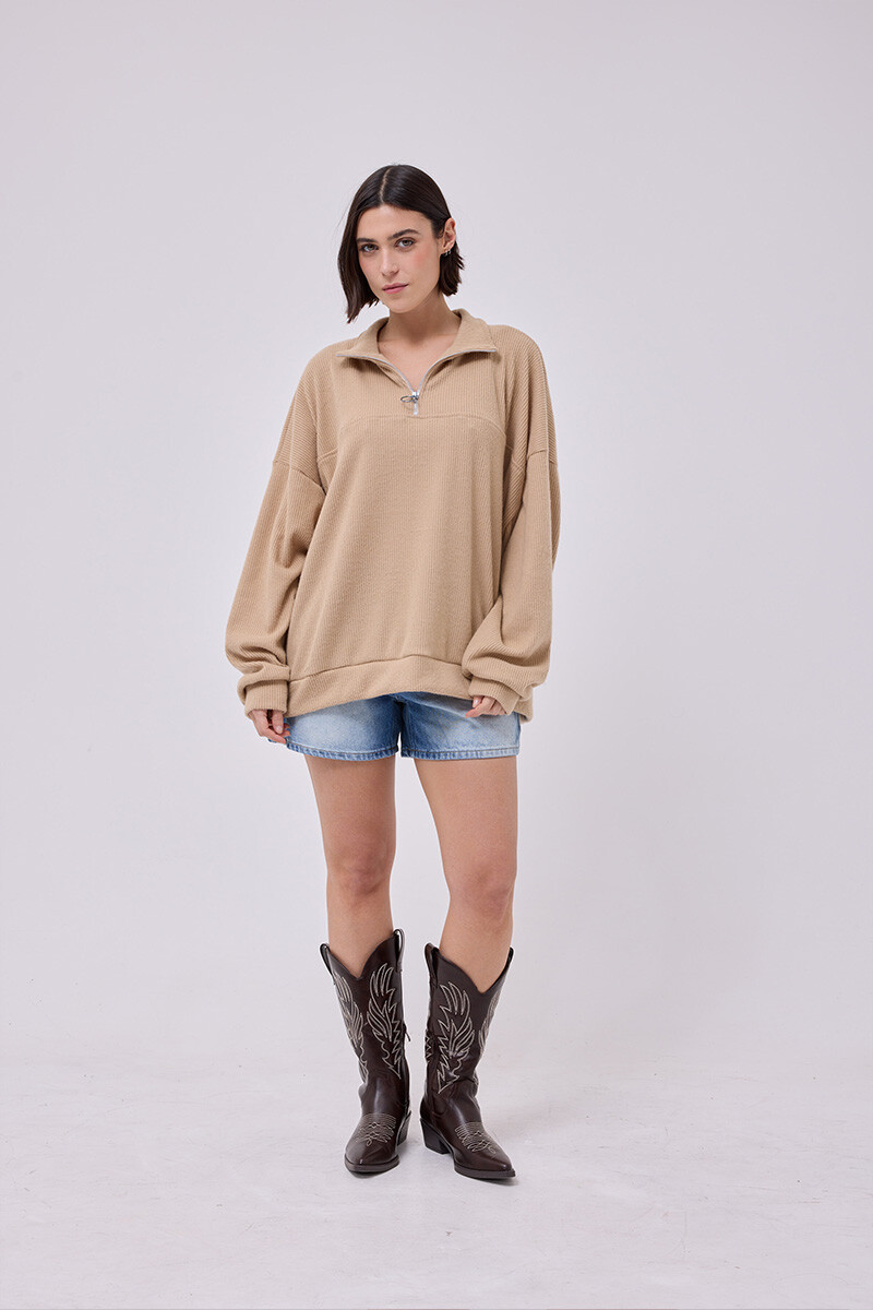 Buzo cierre over - BEIGE 