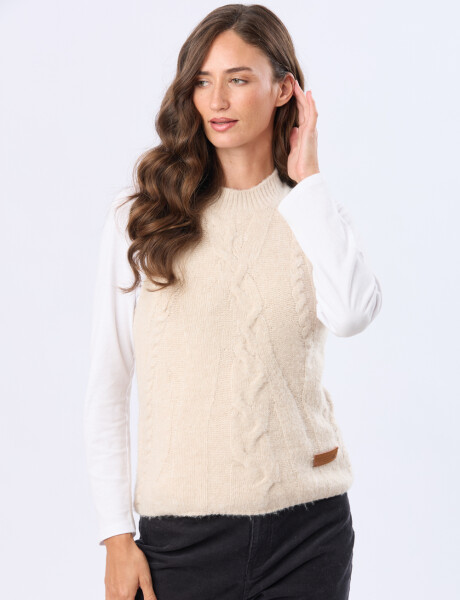 CHALECO TEJIDO DE ABRIGO Beige
