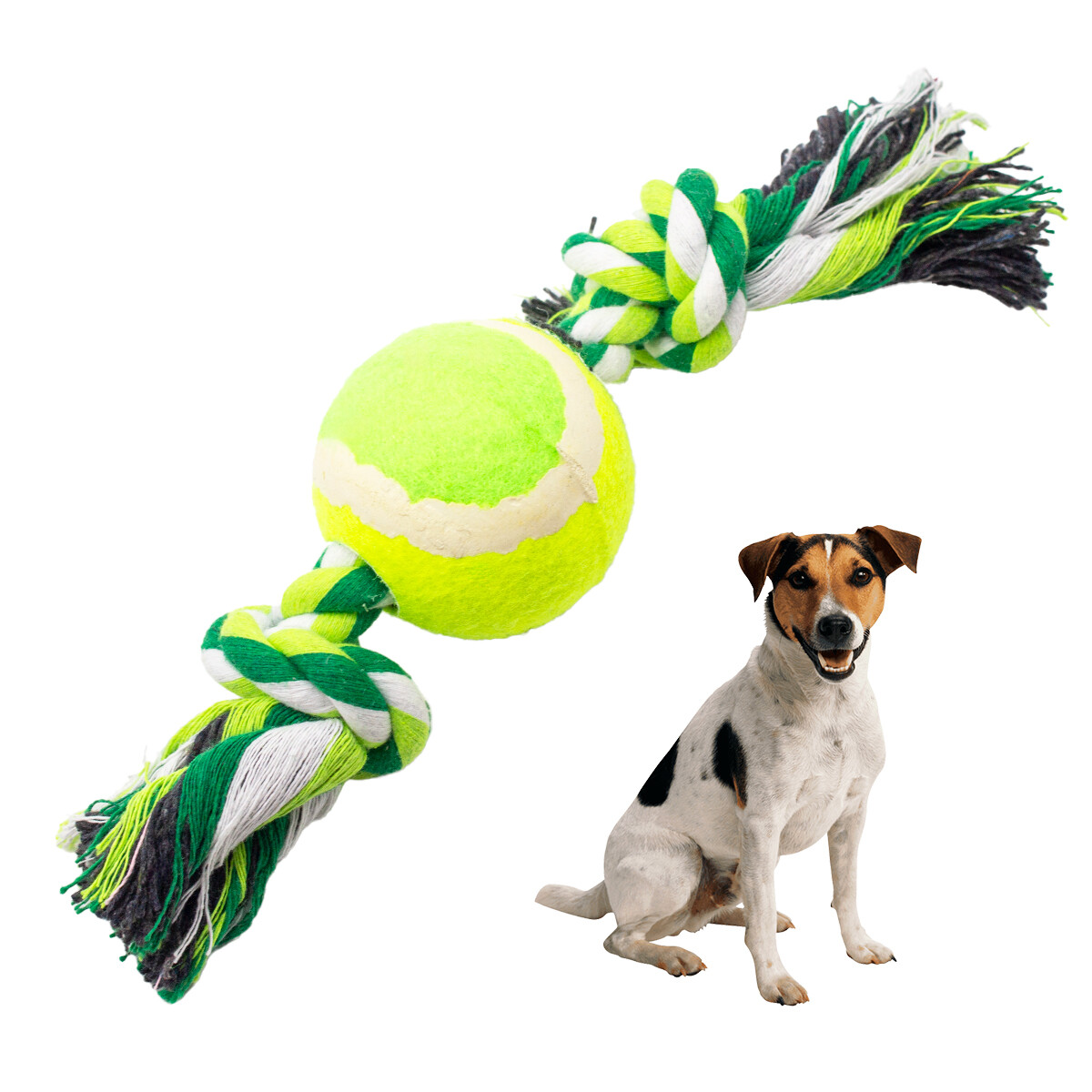 Hueso De Soga Con 2 Nudos Y Pelota De Tenis 25 Cm - Color verde 