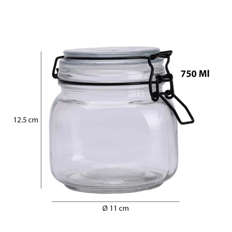 Frasco Recipiente Hermético en Vidrio 750Ml con Tapa Broche Transparente