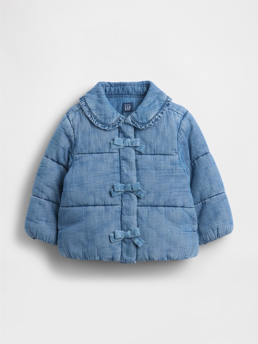 Campera De Jean Puffer Toddler Niña - Light Wash 
