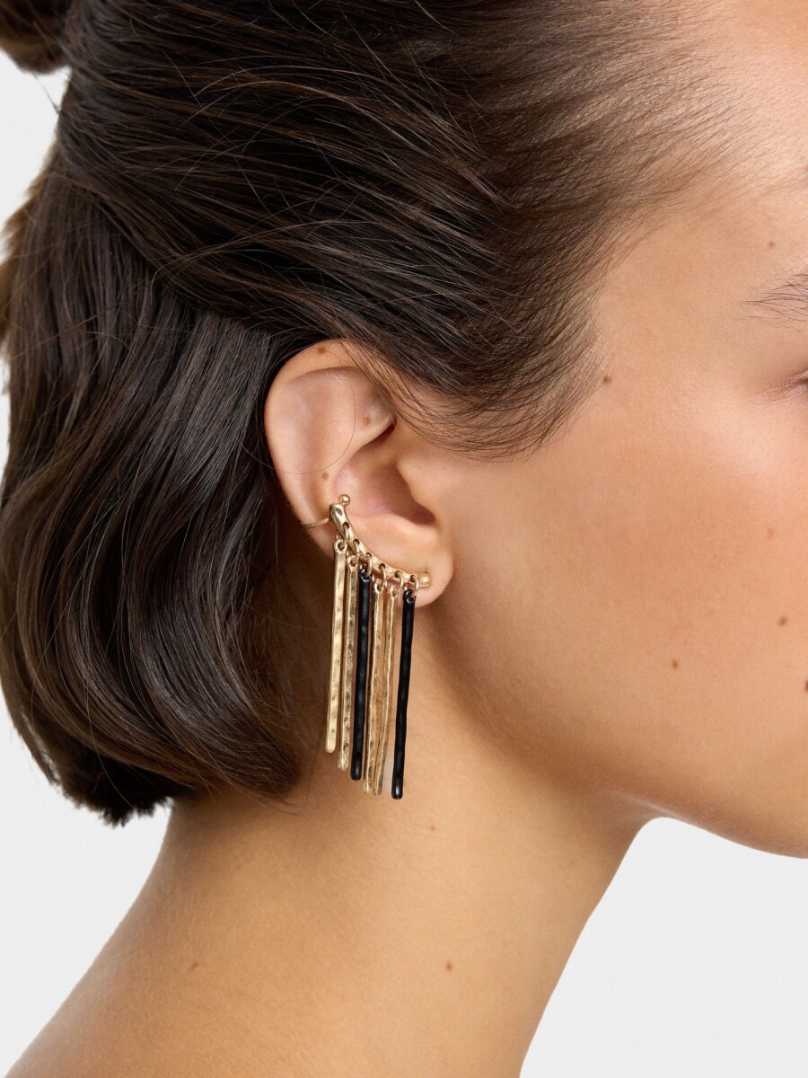 Pendientes Ear Jacket De Barras Bicolor negro