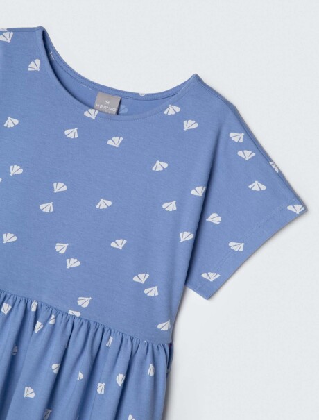 VESTIDO CORTO INFANTIL ESTAMPADO CELESTE