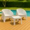 Set x2 sillones símil ratán + Mesa cuadrada BLANCO