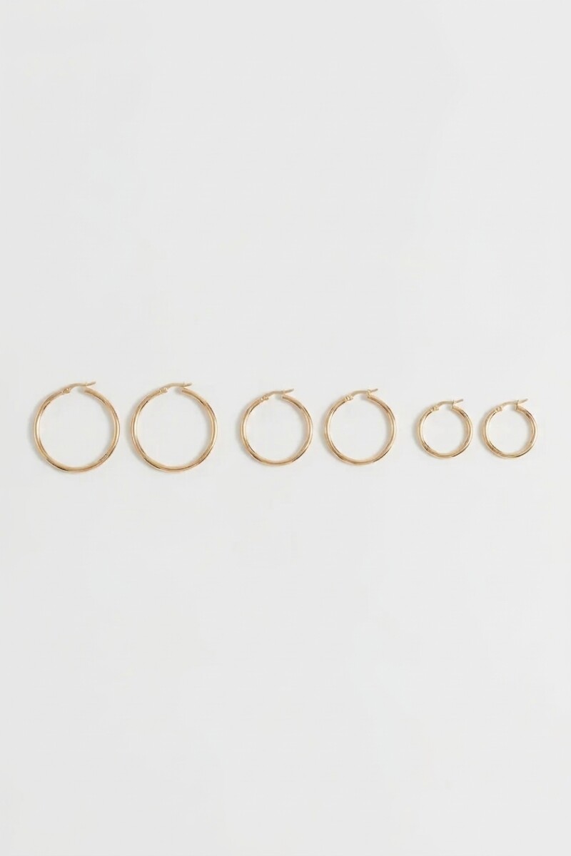 Set de 3 aros de acero grandes dorado