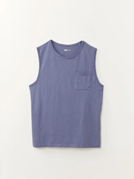 Musculosa slub bolsillo Azul Medio