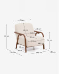 Butaca Sylo de chenilla beige y madera maciza de fresno con acabado tono nogal FSC 100% Butaca Sylo de chenilla beige y madera maciza de fresno con acabado tono nogal FSC 100%