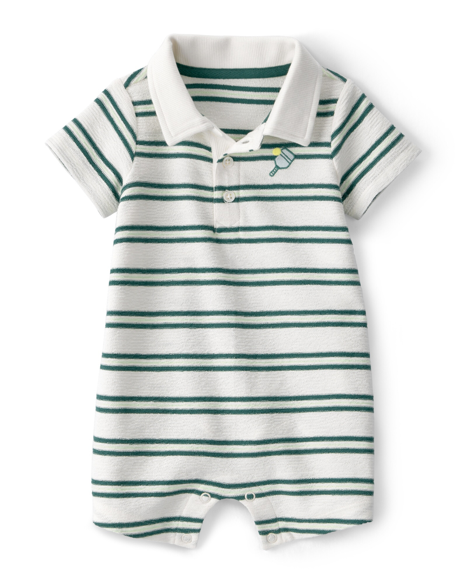 Monito polo corto de algodón, verde y blanco, diseño a rayas Sin color