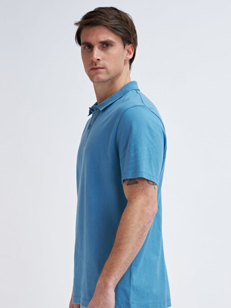 Camiseta manga corta polo Azul Piedra