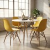 Juego de comedor Con Mesa Circular de 80cm + 4 Sillas Eames Amarillo/Blanco