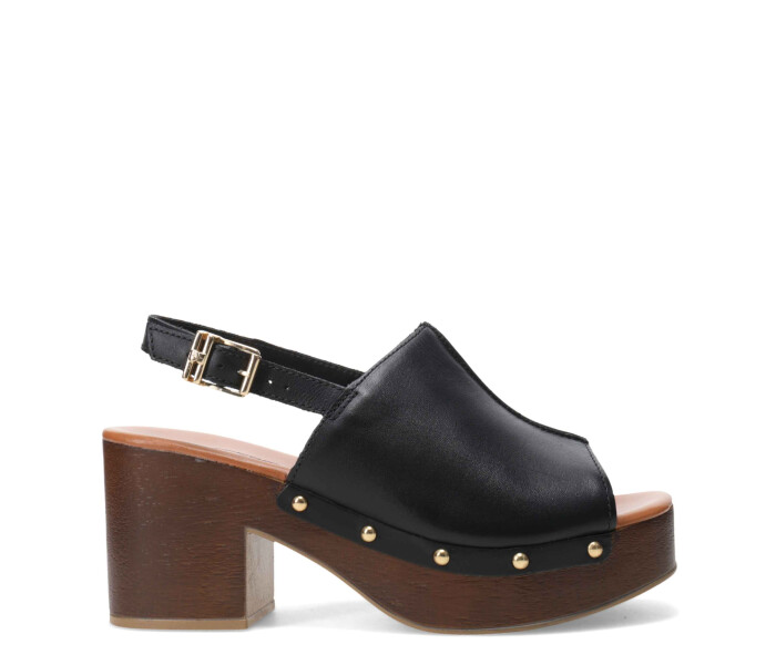 Sandalia con taco alto y plataforma Preto