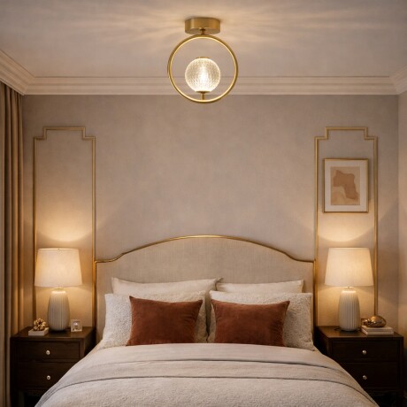 Aplique de techo led diseño anillo y bocha facetada Aplique de techo led diseño anillo y bocha facetada