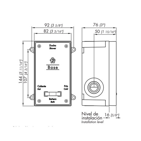 BASE UNIVERSAL DE DUCHA PARA EMPOTRAR FV 000