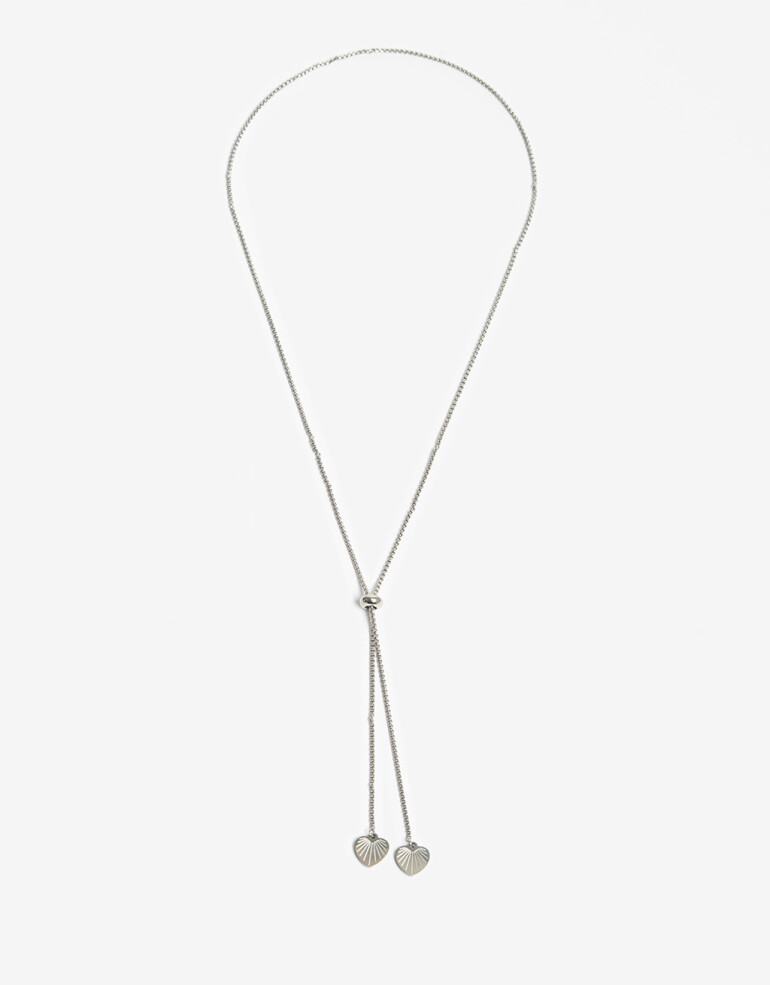 Collares Cortos Metal Collar De Acero Plateado Con Dije - Plateado