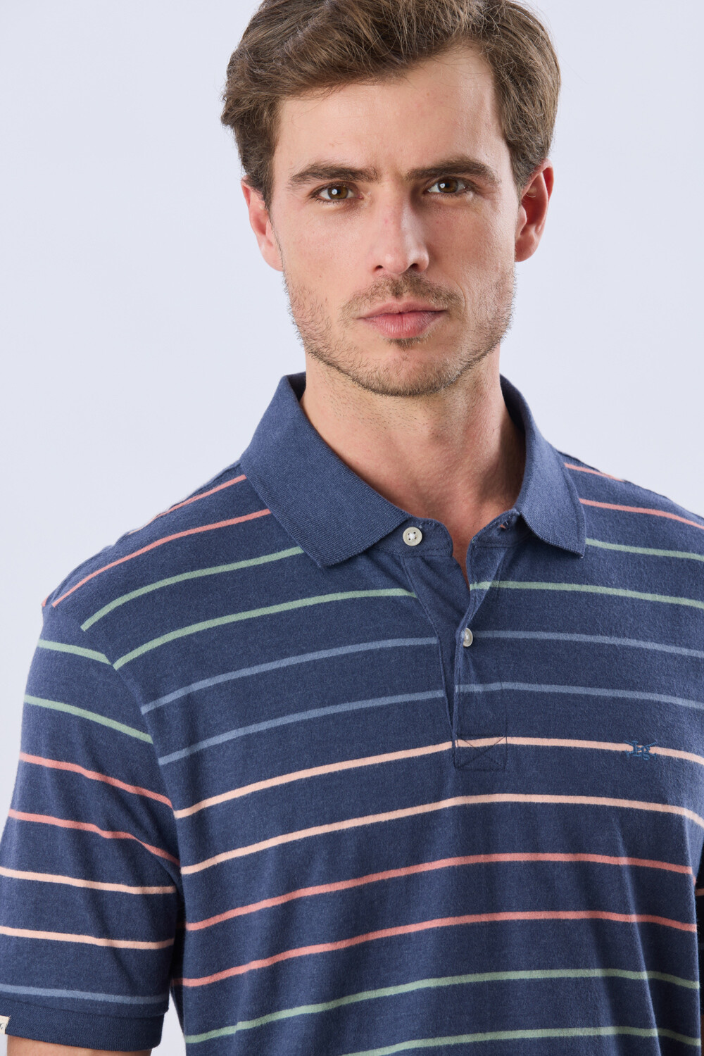 REMERA POLO RAYADA JERSEY Azul