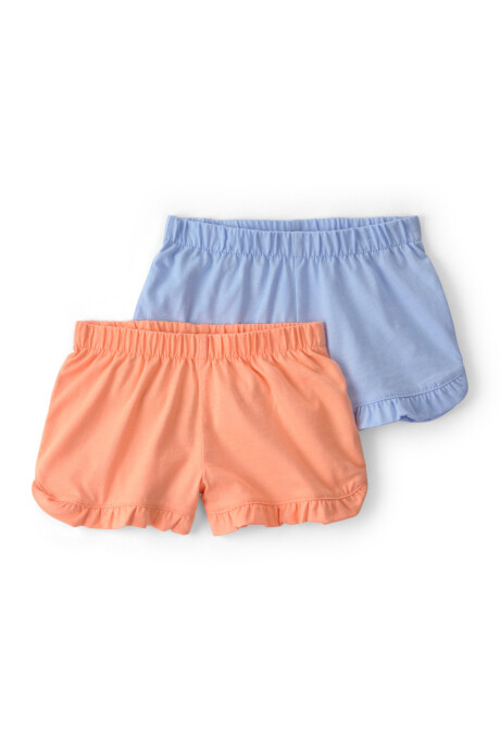 Pack dos shorts de algodón, azul y naranja Sin color