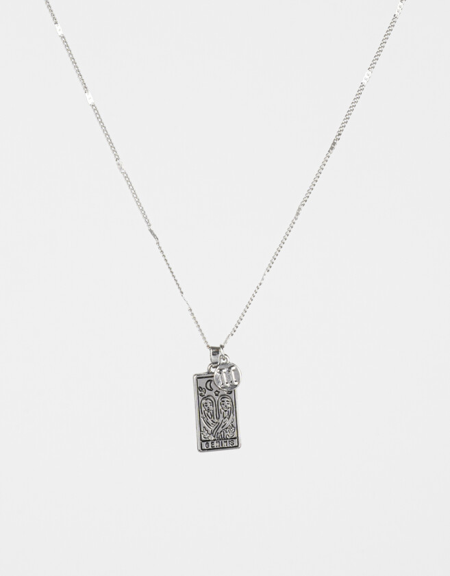 Cadena Corta con Dije De zodíaco Cadena Con Dije De Zodíaco Géminis - Plateado
